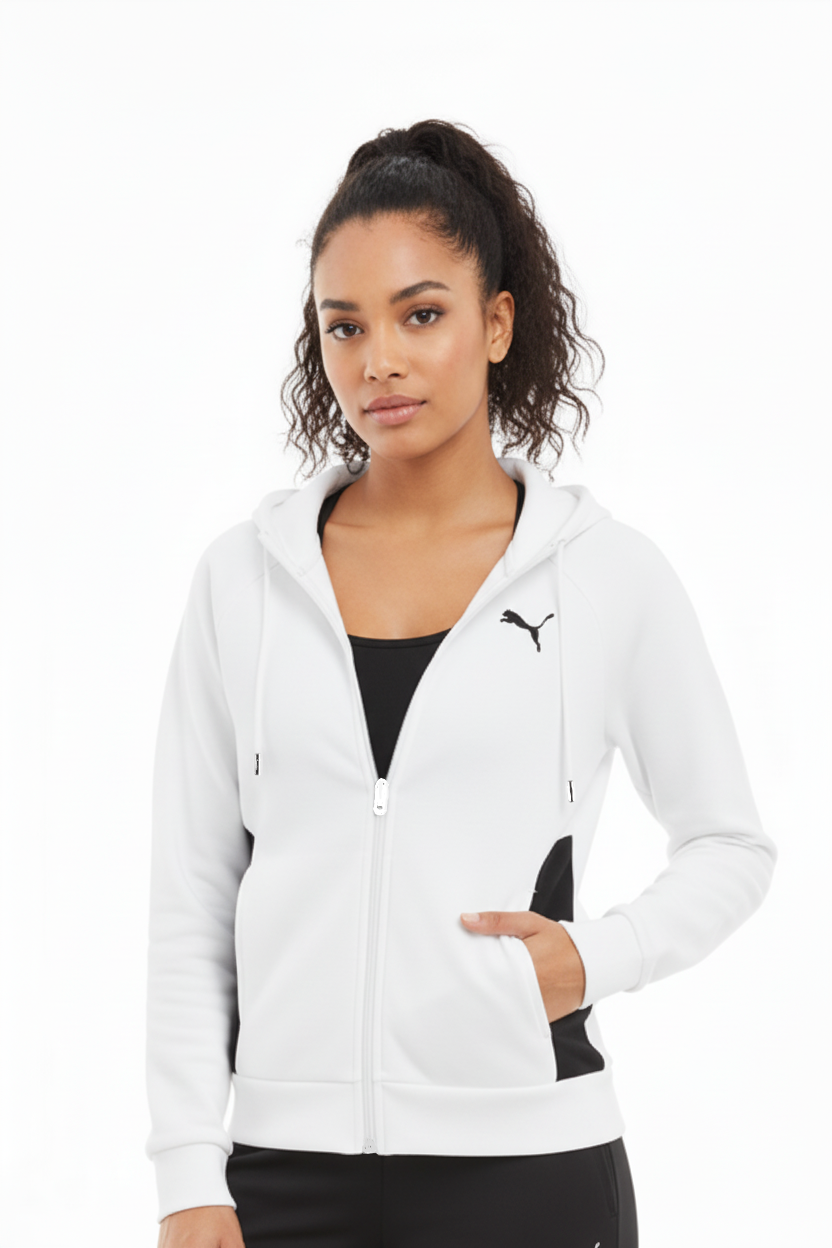 TUTA PUMA DONNA SAGOMATA 683035 WHITE/BLACK 