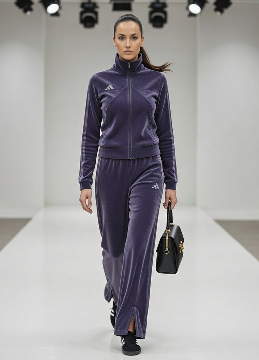 Adidas tuta velluto elegante pantapalazzo