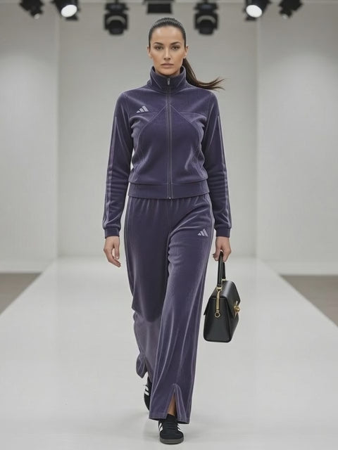 Tuta viola velluto Adidas palazzo 