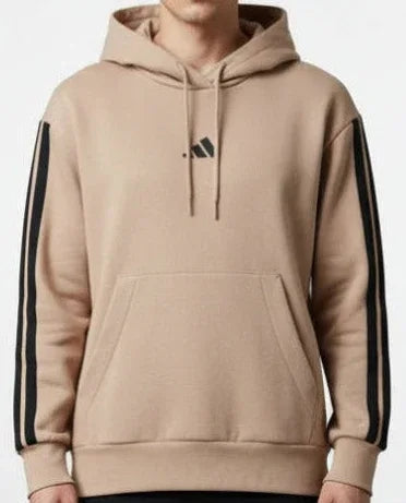 Uomo ADIDAS FELPA JX0695 beige 3 strisce nere DETTAGLIO FRONTALE 