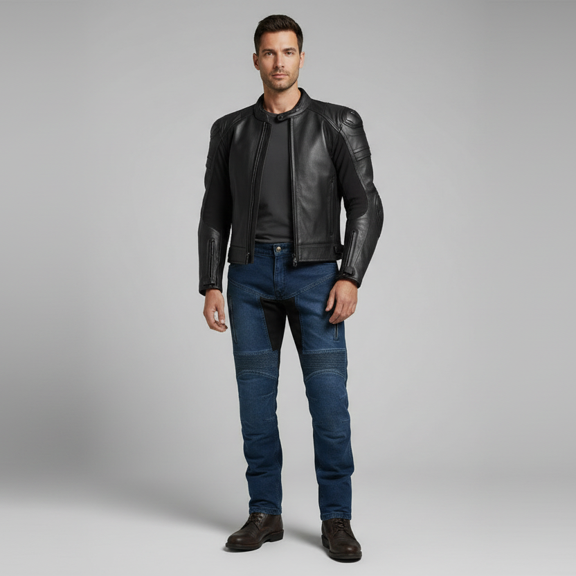 JEANS BIKER ELASTICIZZATI HERO HR-0211 BLU