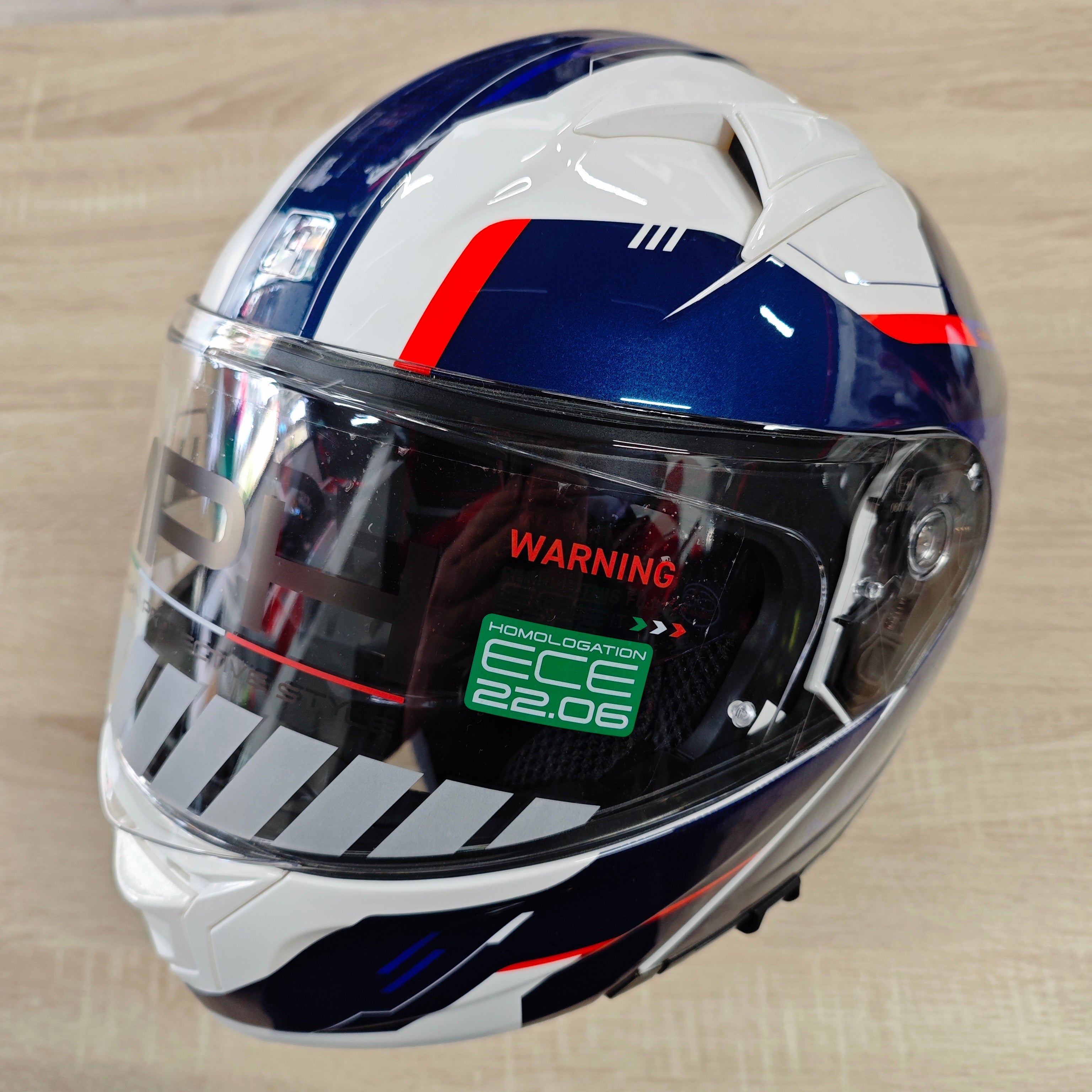 CASCO MODULARE MPH RAPTOR BIANCO/BLU/ROSSO