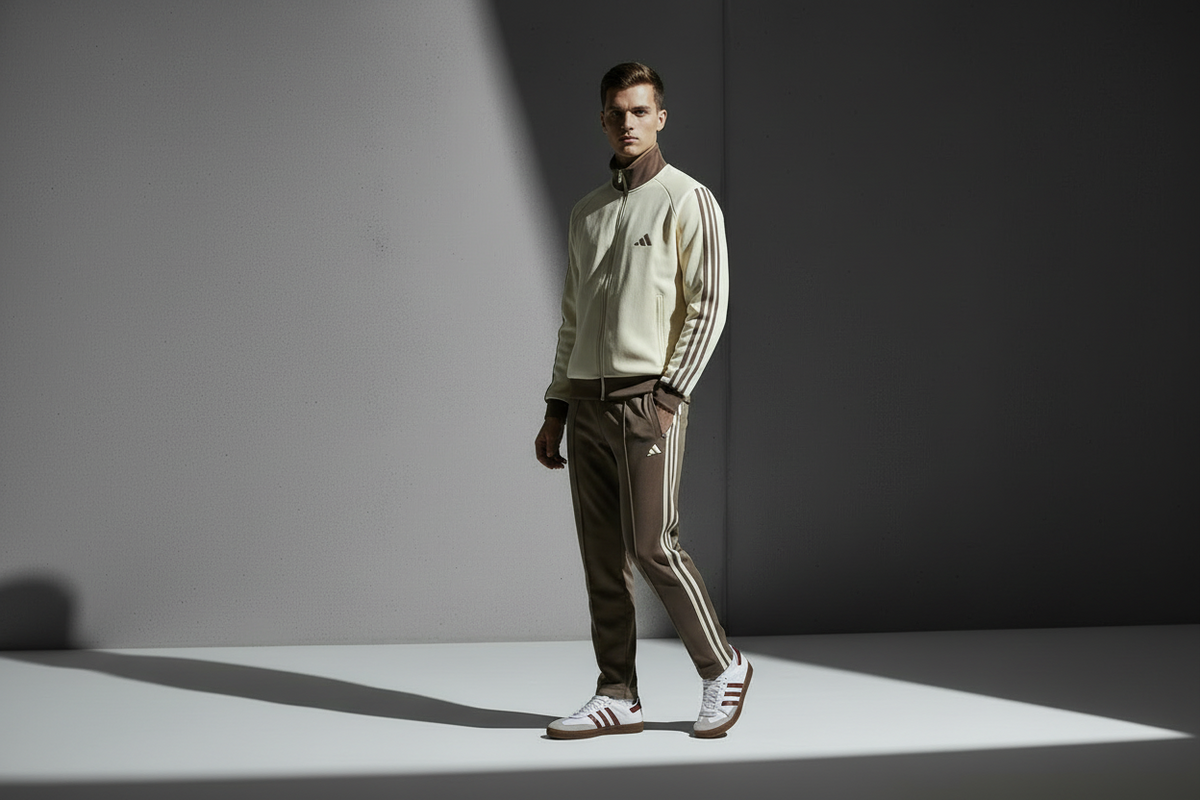 SET ADIDAS BEIGE MARRONE ELGANTE SPORTIVO SPORTSWEAR NEW 2026