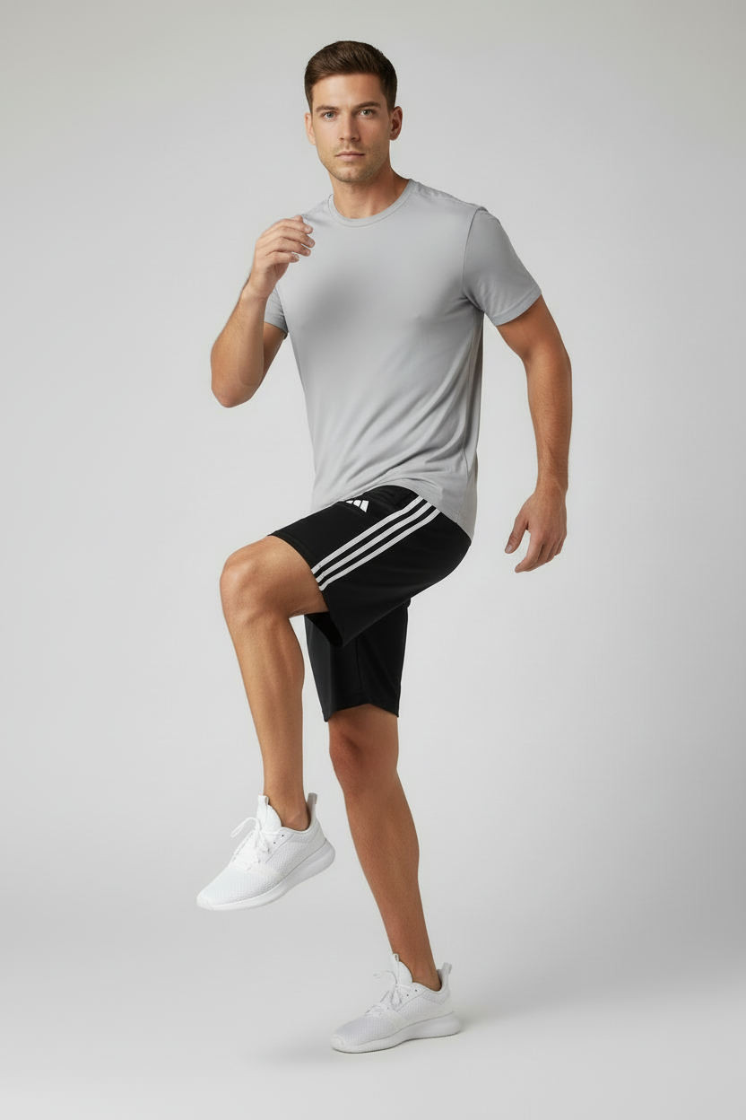ADIDAS SHORTS UOMO IB8111 NERO CON STRISCE BIANCHE