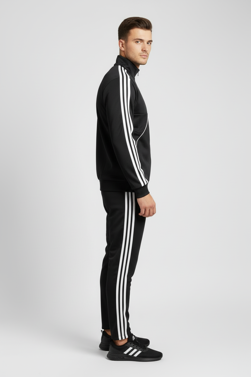 UOMO TUTA ADIDAS NERA BIANCA JI8860 GIACCA ZIP PANTALONE