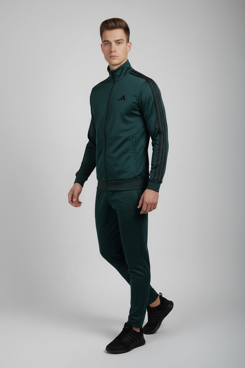 Uomo TUTA ADIDAS JX5502 verde petrolio bosco completa laterale 