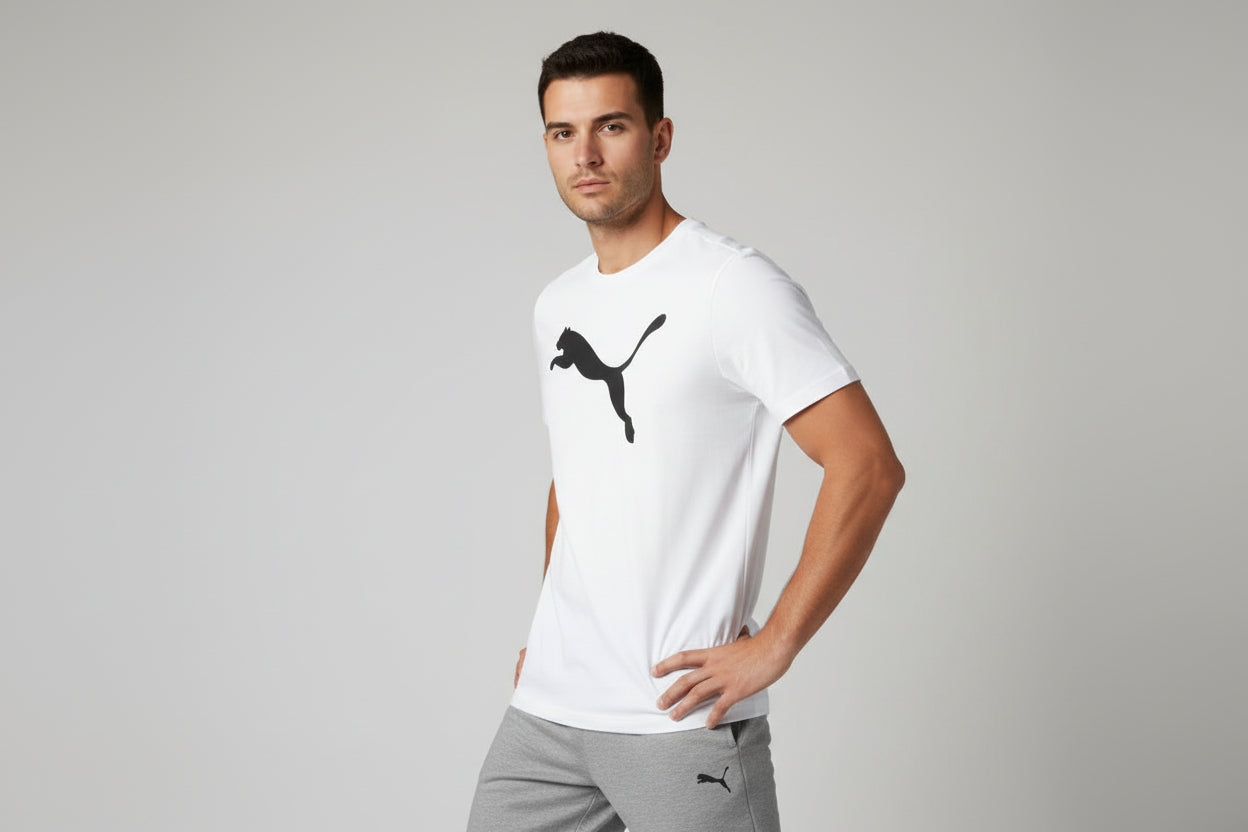 Uomo T-SHIRT PUMA BIG LOGO UOMO 682536 Bianca - logo nero