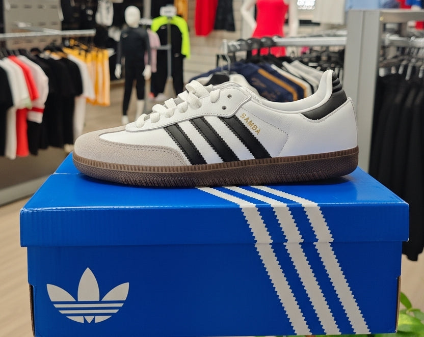 Sneakers ADIDAS ORIGINALS SAMBA B75806 Pelle bianca suola marrone casual