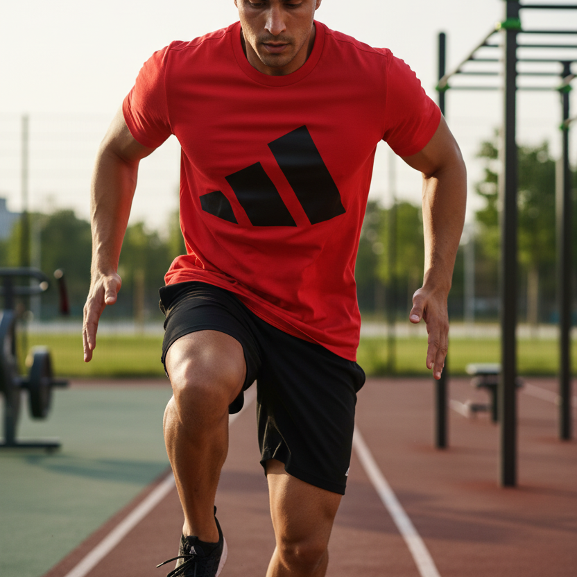 ADIDAS T-SHIRT ROSSA UOMO sportswear palestra JE8934