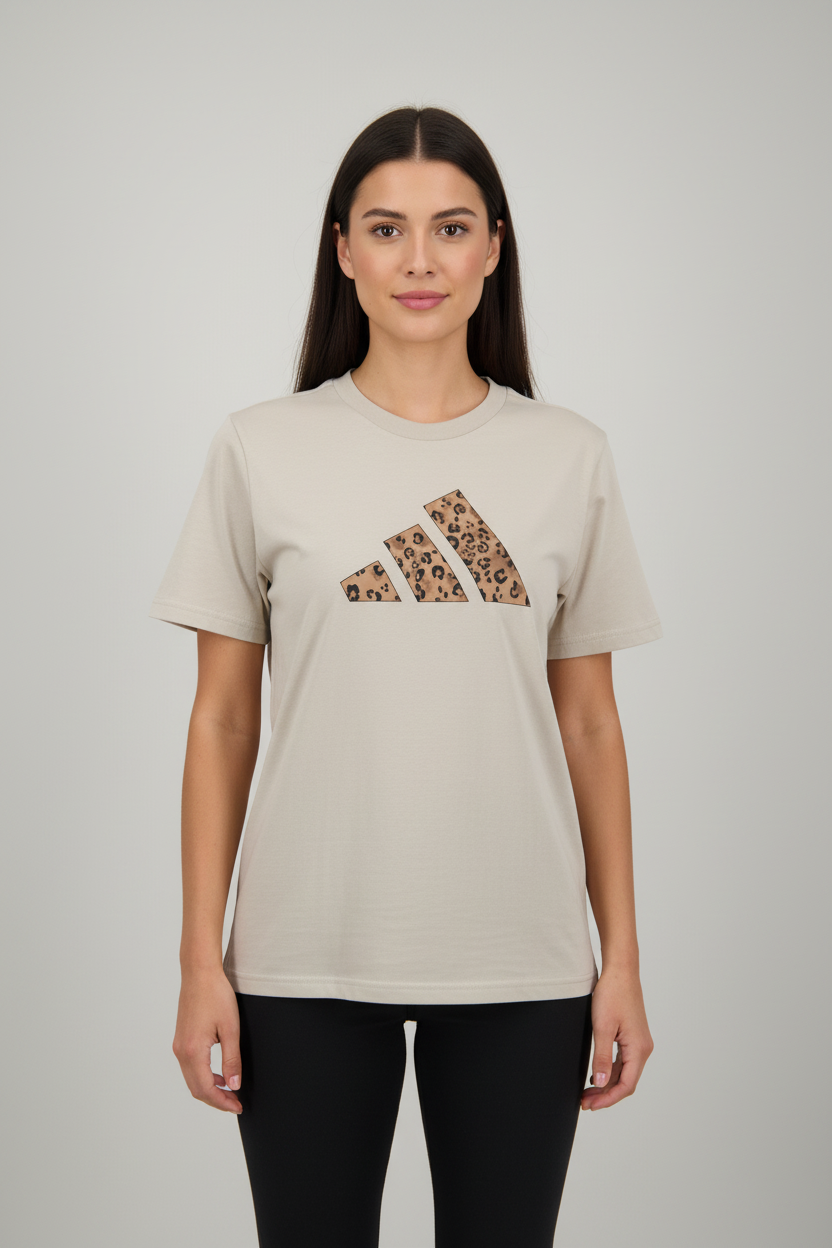 ADIDAS T-SHIRT ANIMALIER DONNA JM4423 BEIGE 