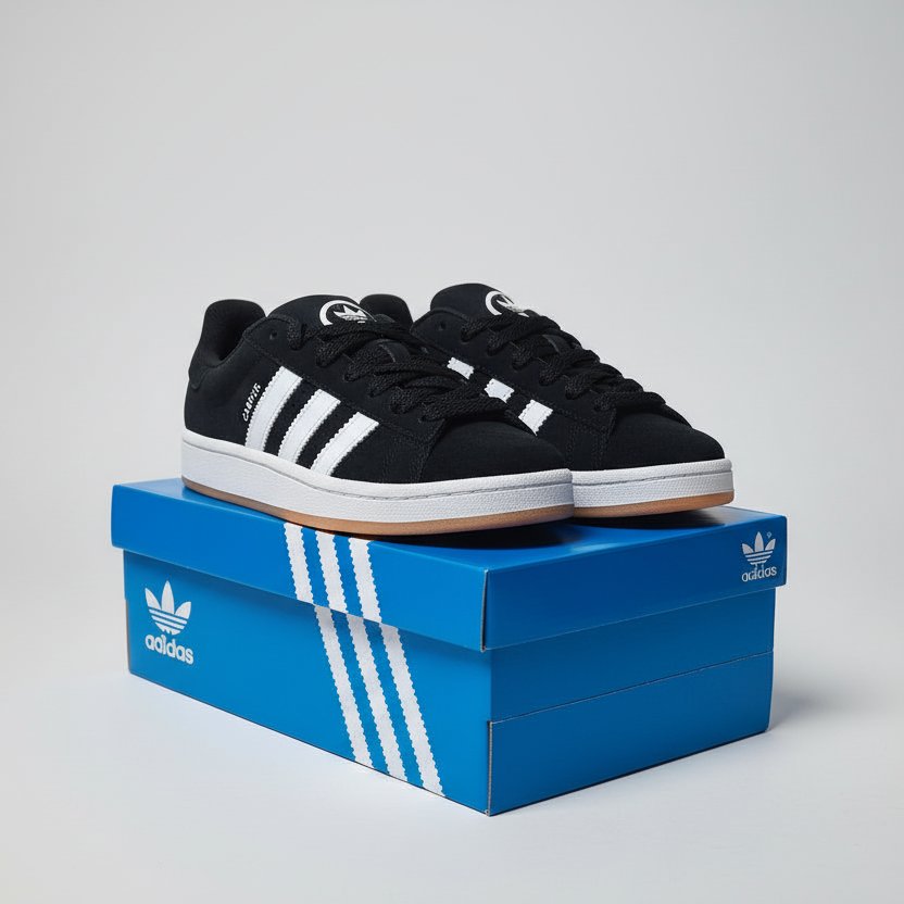Sneakers ADIDAS CAMPUS 00s HQ6638 nera e bianca scatolo blu originals